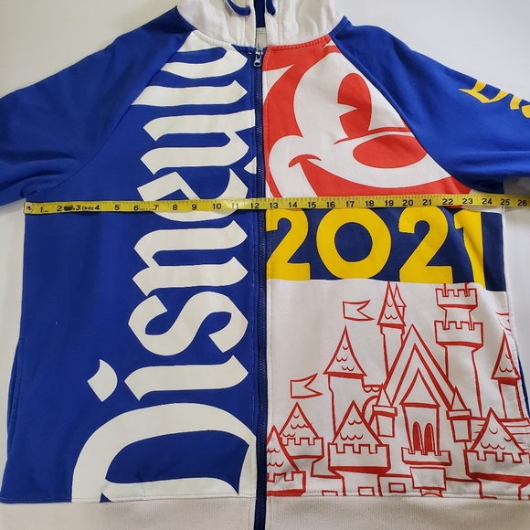 7558 * Disneyland Resort 2021 Full Zip Hoodie Blue White Red Size XL - Picture 13 of 14